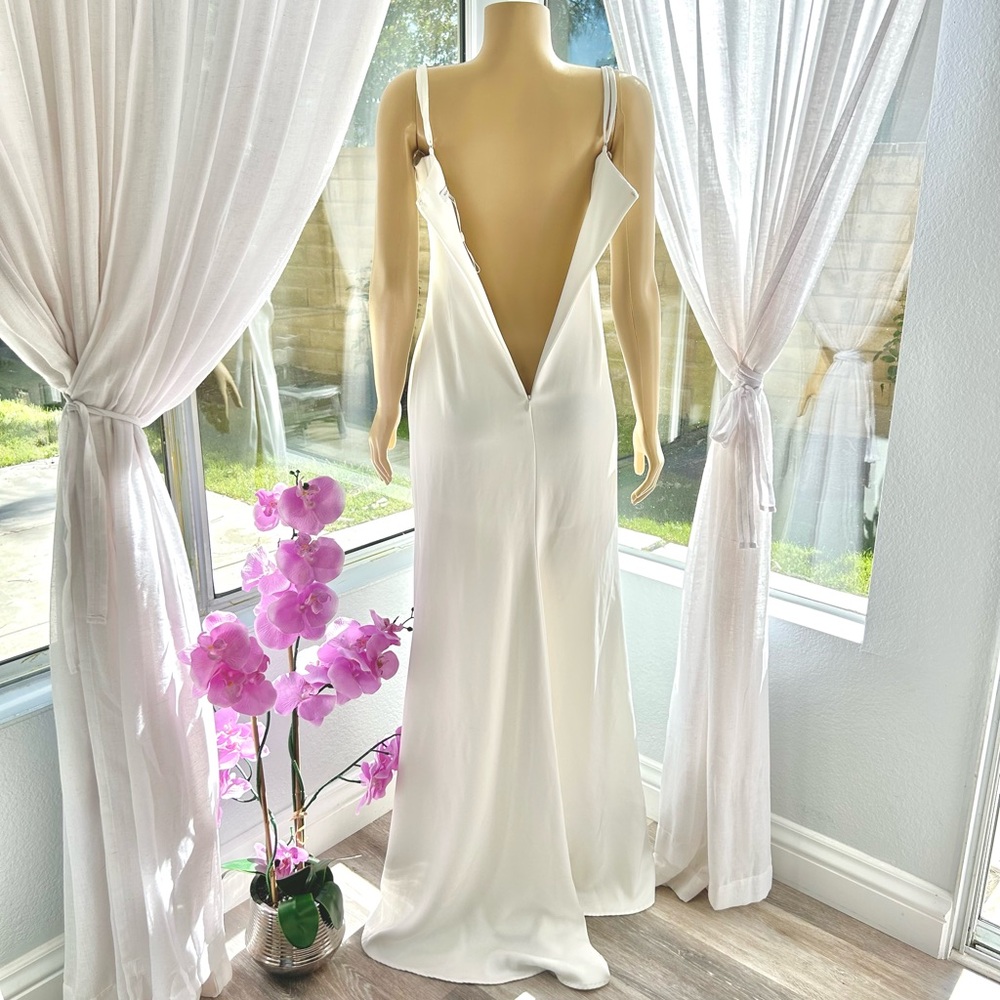 Nadine Merabi Jessica White Maxi Dress Size S Small Side Slit Sleeveless Gown - Picture 9 of 12